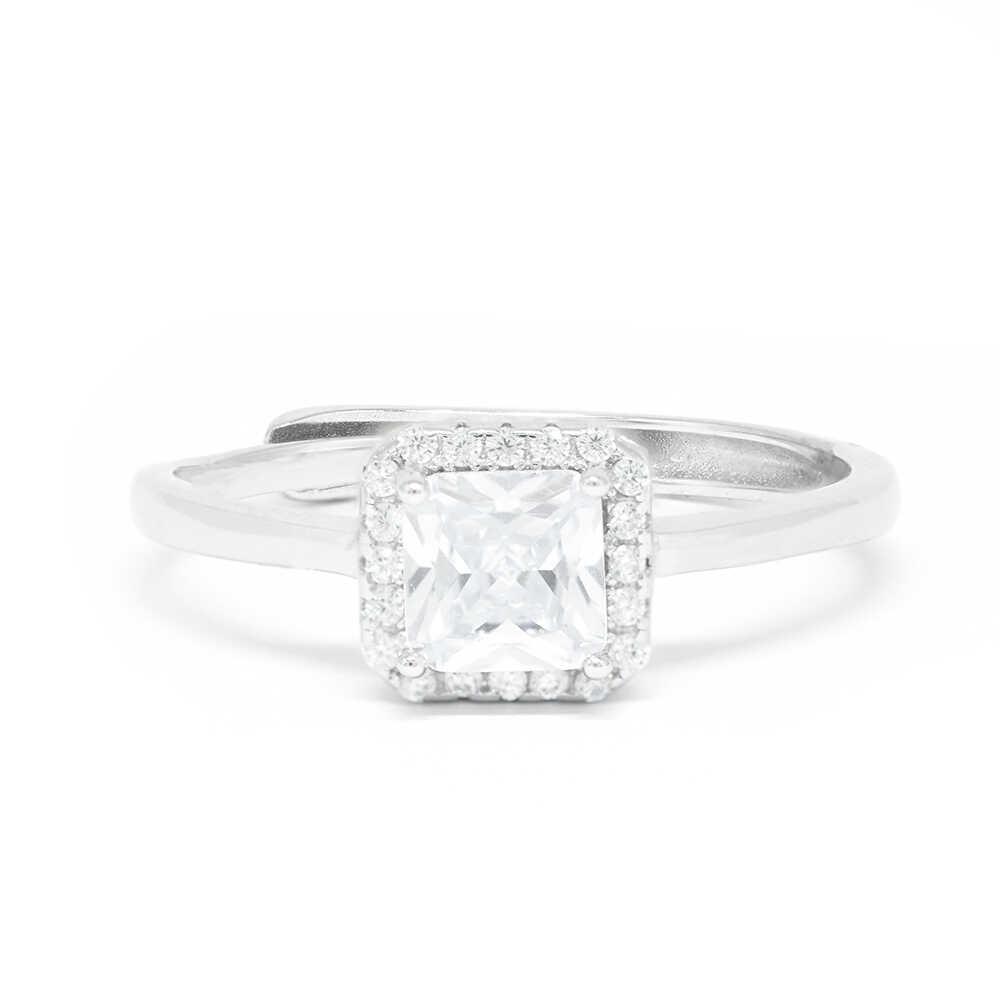 Δαχτυλίδι Ασημένιο εντυπωσιακό με τετράγωνη πέτρα