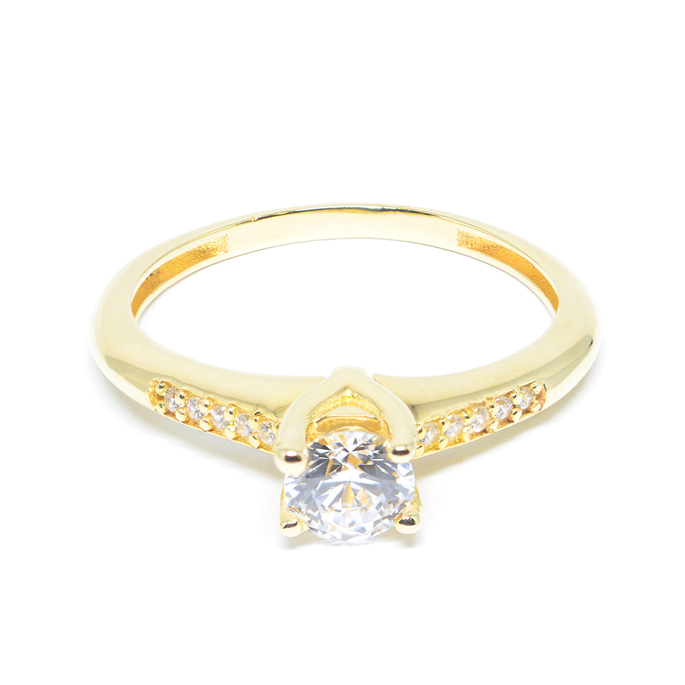 Δαχτυλίδι μονόπετρο από κίτρινο χρυσό 14k εντυπωσιακό