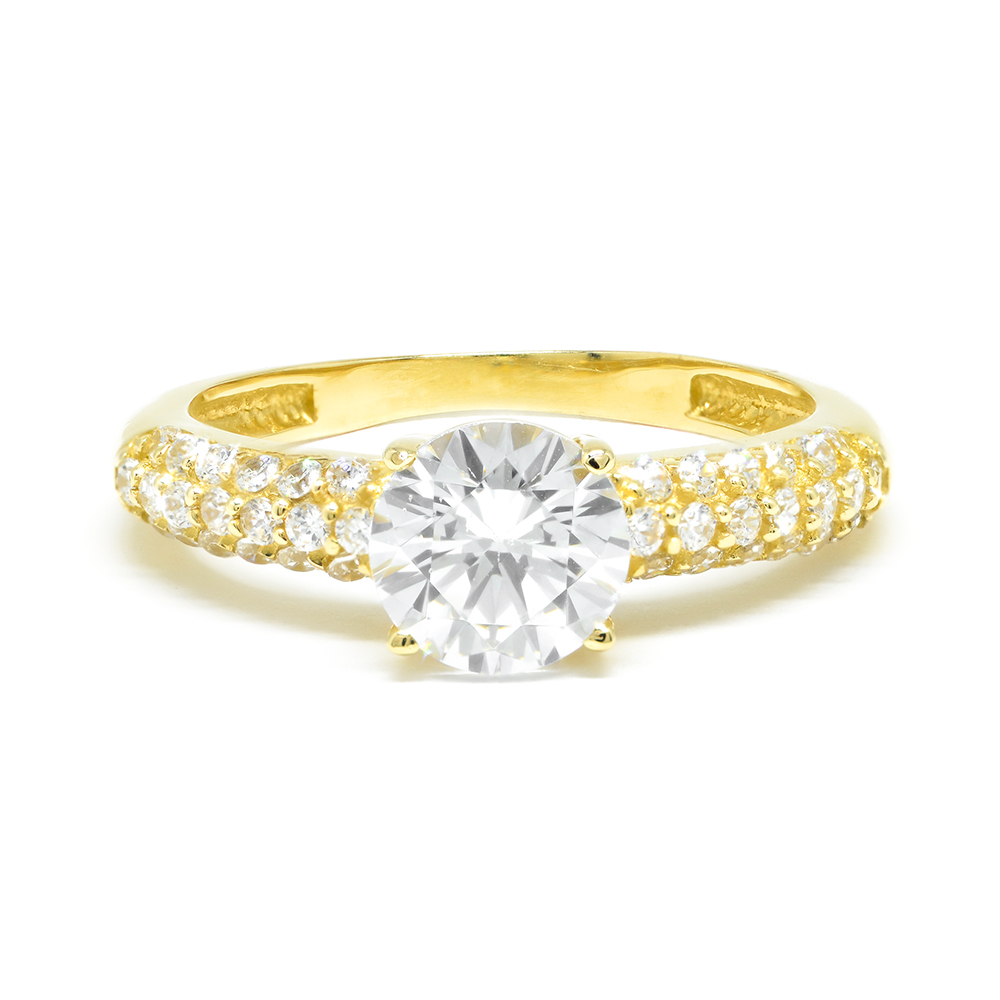 Δαχτυλίδι μονόπετρο από κίτρινο χρυσό 14k εντυπωσιακό με cubic zirgon