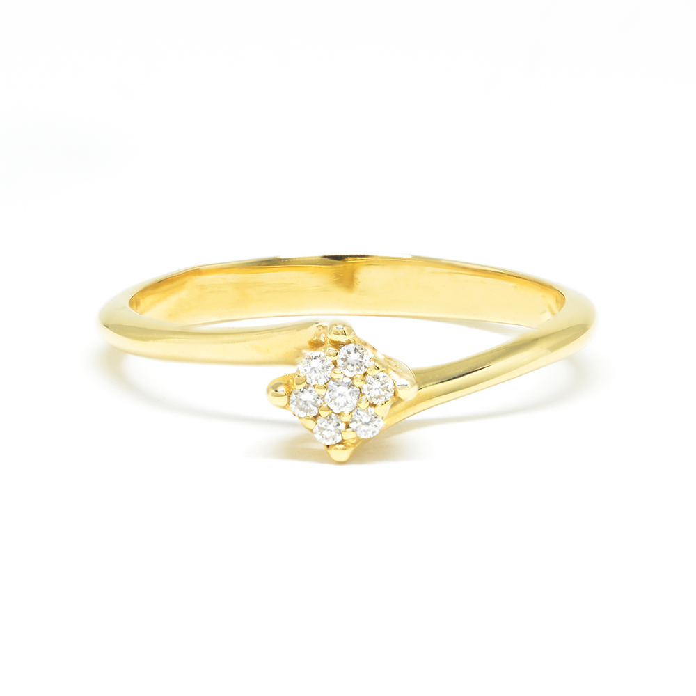 Δαχτυλίδι μονόπετρο μοντέρνο με διαμάντι από Κίτρινο Χρυσό 18k