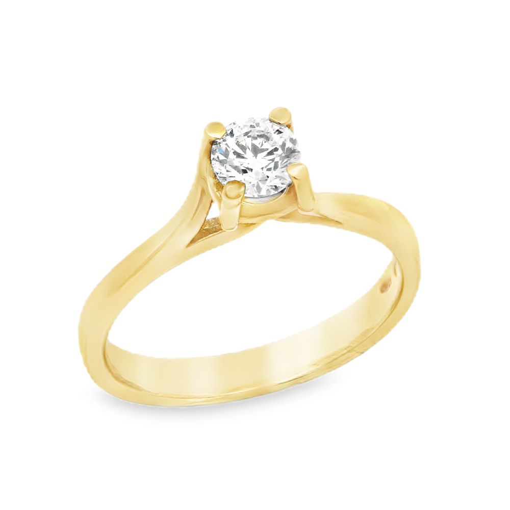 Δαχτυλίδι μονόπετρο modern classic με διαμάντι από Κίτρινο Χρυσό 18k