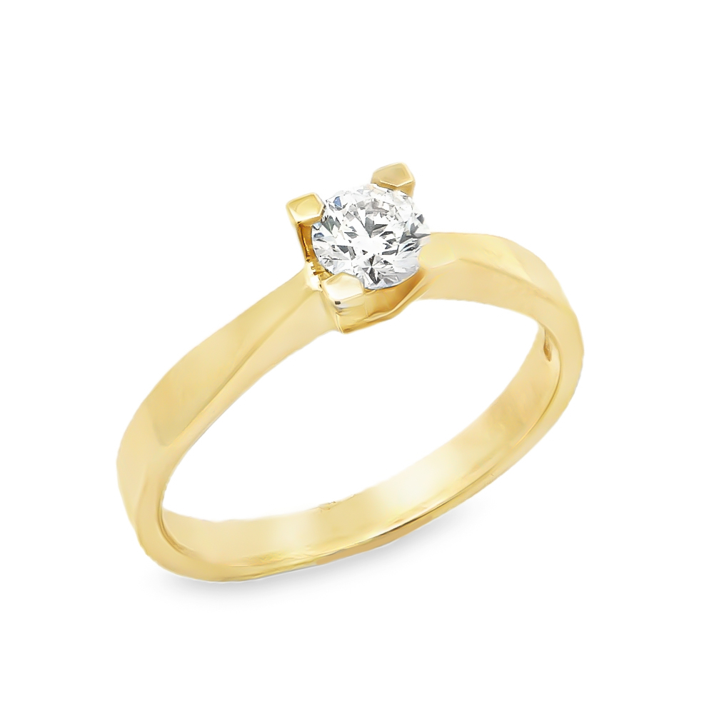 Δαχτυλίδι μονόπετρο modern classic με διαμάντι από Κίτρινο Χρυσό 18k