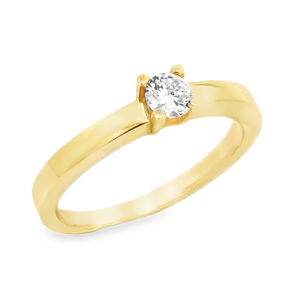 Δαχτυλίδι μονόπετρο modern classic με διαμάντι από Κίτρινο Χρυσό 18k