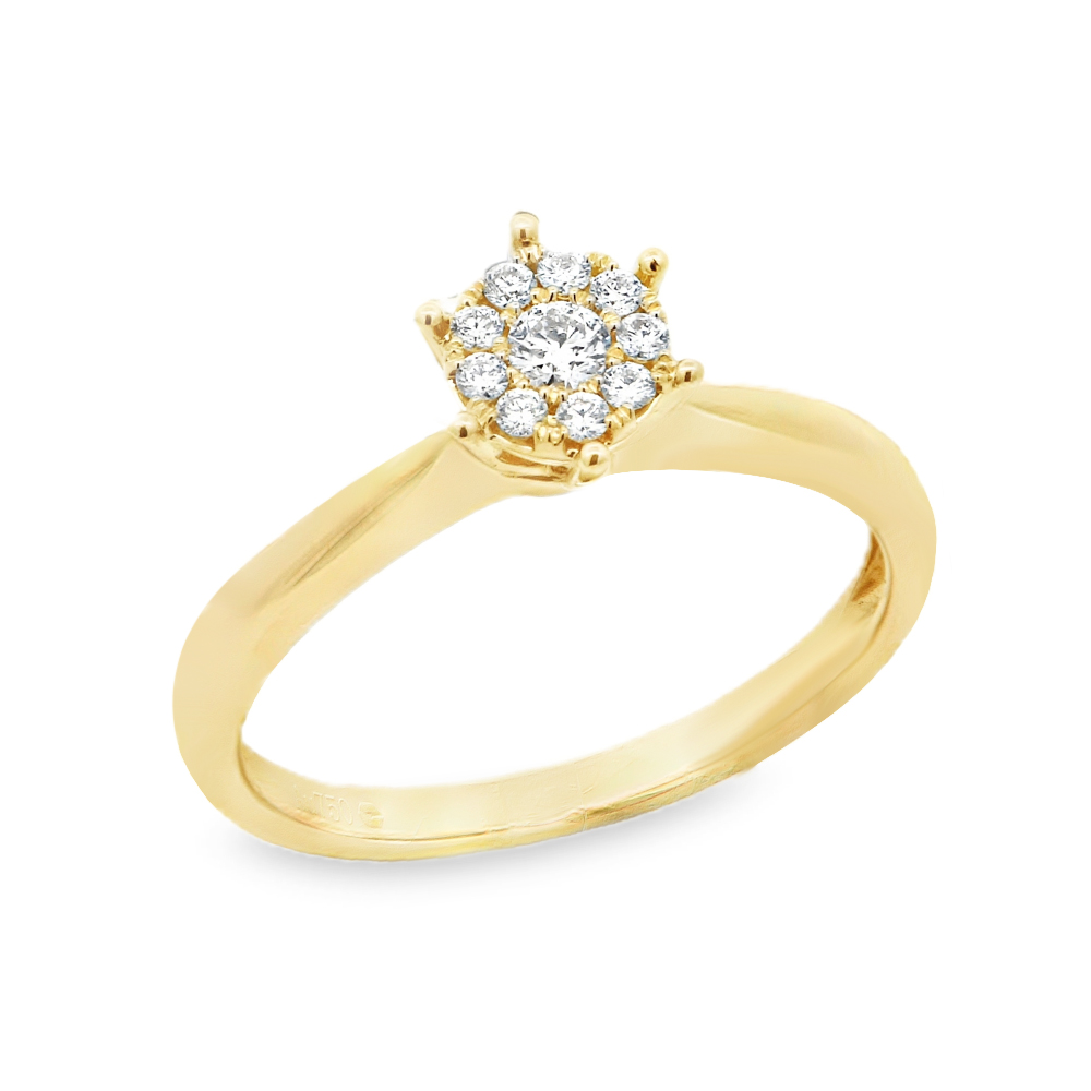 Δαχτυλίδι μονόπετρο  διαμαντένιο σε round σχήμα από Κίτρινο Χρυσό 18k