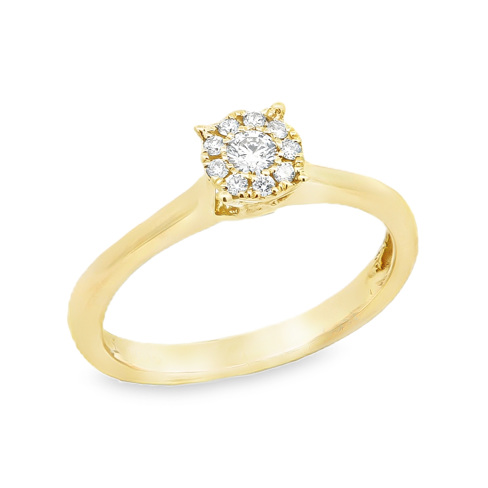 Δαχτυλίδι μονόπετρο  διαμαντένιο σε round σχήμα από Κίτρινο Χρυσό 18k