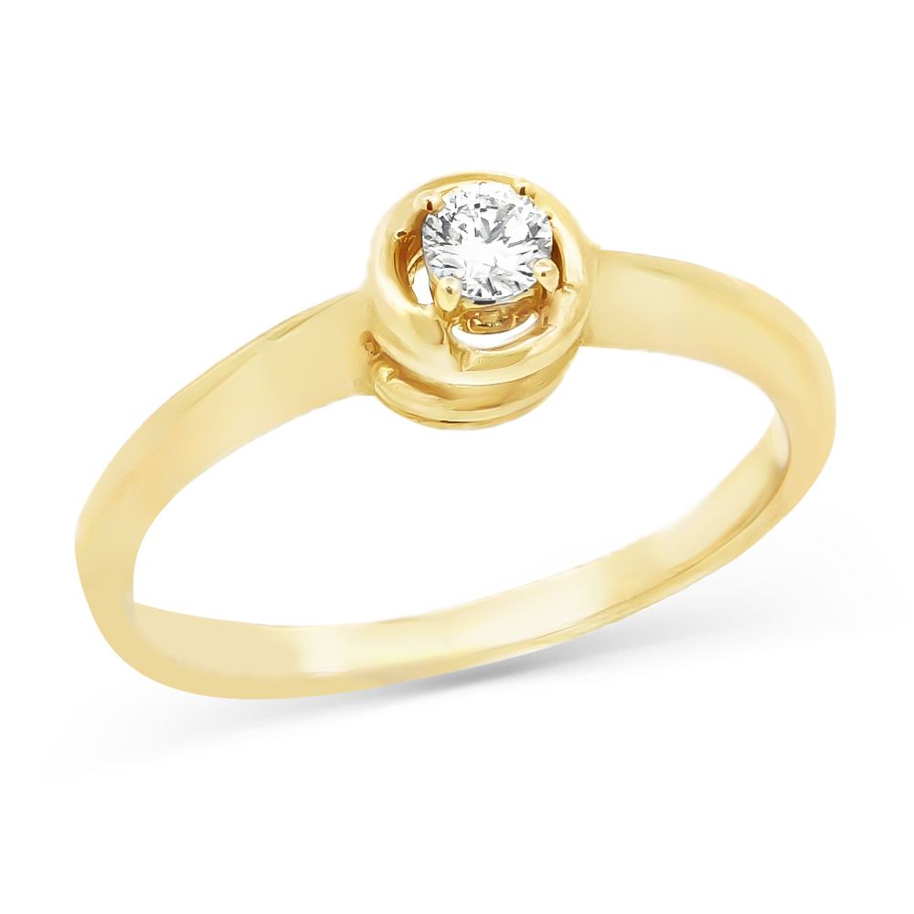 Δαχτυλίδι μονόπετρο μοντέρνο με διαμάντι από  κίτρινο χρυσό 18k
