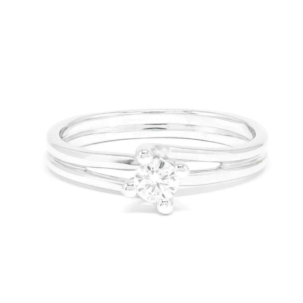 Δαχτυλίδι μονόπετρο μοντέρνο με διαμάντι από λευκόχρυσο 18k