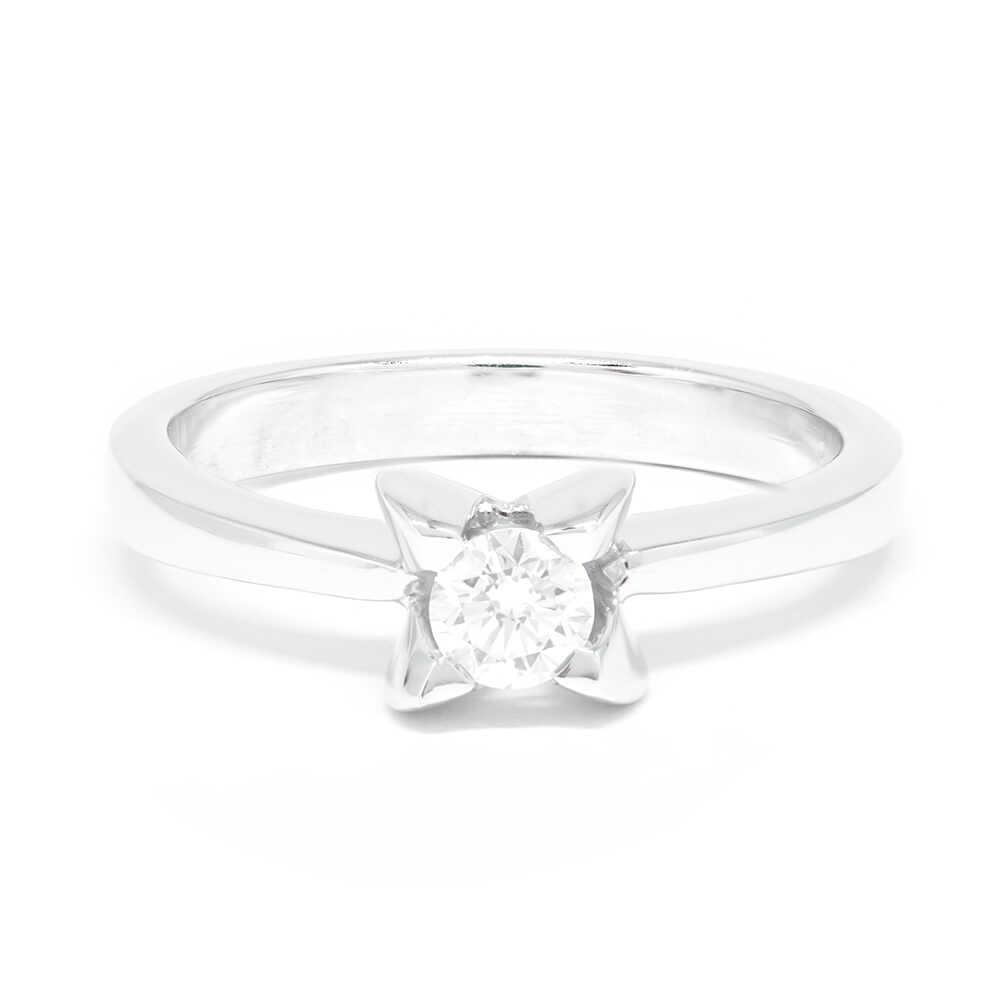 Δαχτυλίδι μονόπετρο elegant με διαμάντι από λευκόχρυσο 18k