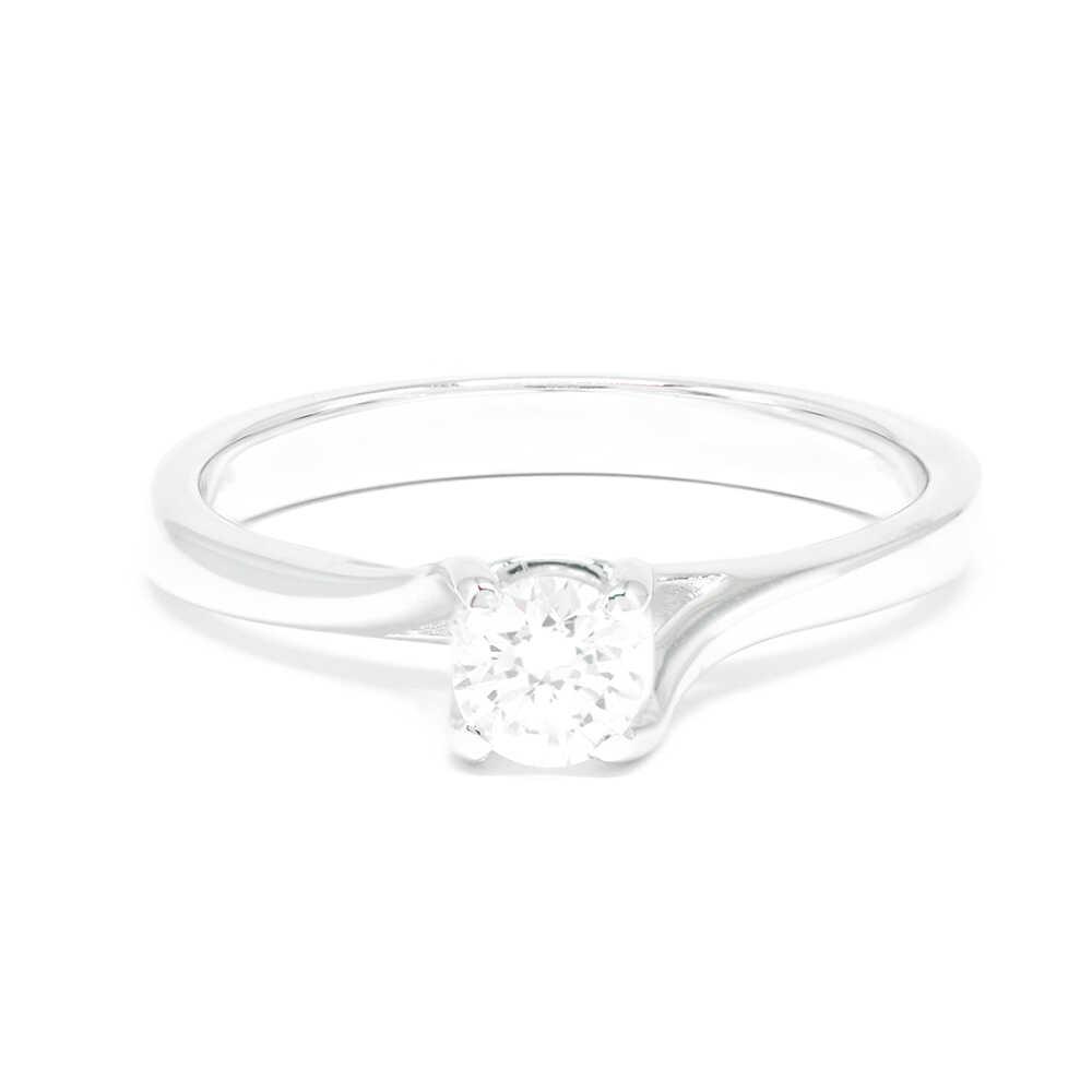 Δαχτυλίδι μονόπετρο κλασσικό με διαμάντι από λευκόχρυσο 18k