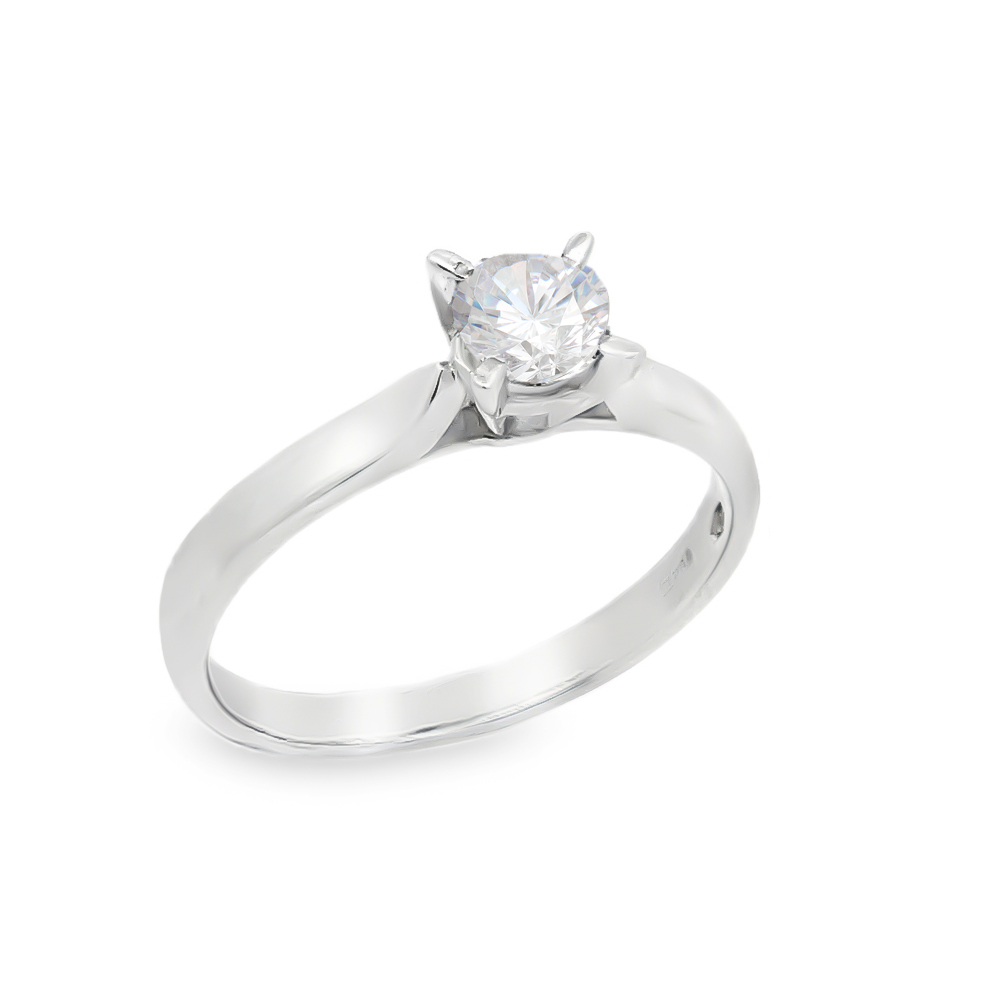 Δαχτυλίδι μονόπετρο elegant με διαμάντι από λευκόχρυσο 18k