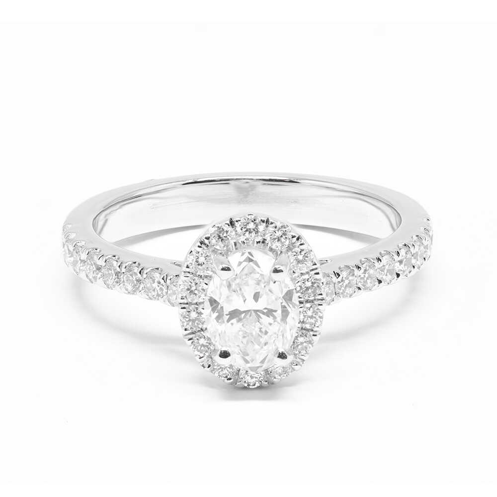 Δαχτυλίδι μονόπετρο ''Halo'' διαμαντένιο αριστοκρατικό από λευκόχρυσο 18k