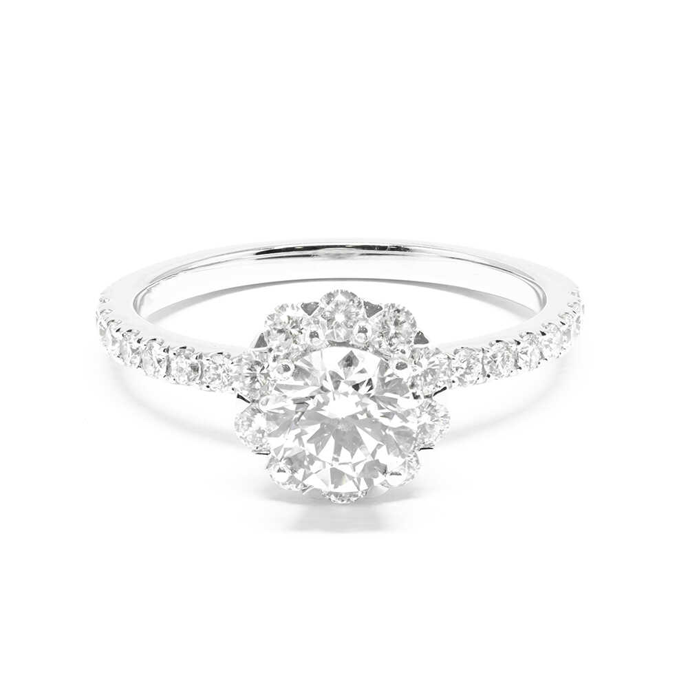 Δαχτυλίδι μονόπετρο ''Halo'' διαμαντένιο αριστοκρατικό από λευκόχρυσο 18k