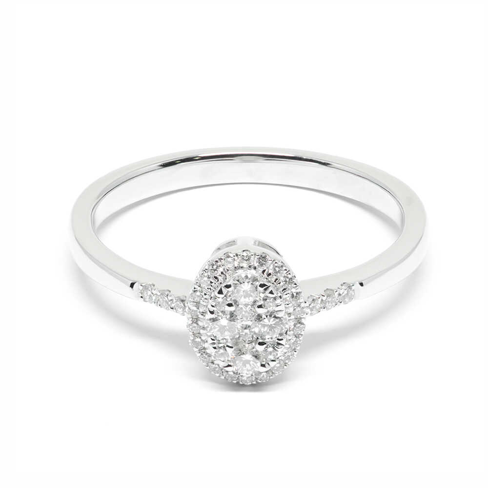 Δαχτυλίδι μονόπετρο  διαμαντένιο σε οβάλ σχήμα από λευκόχρυσο 18k