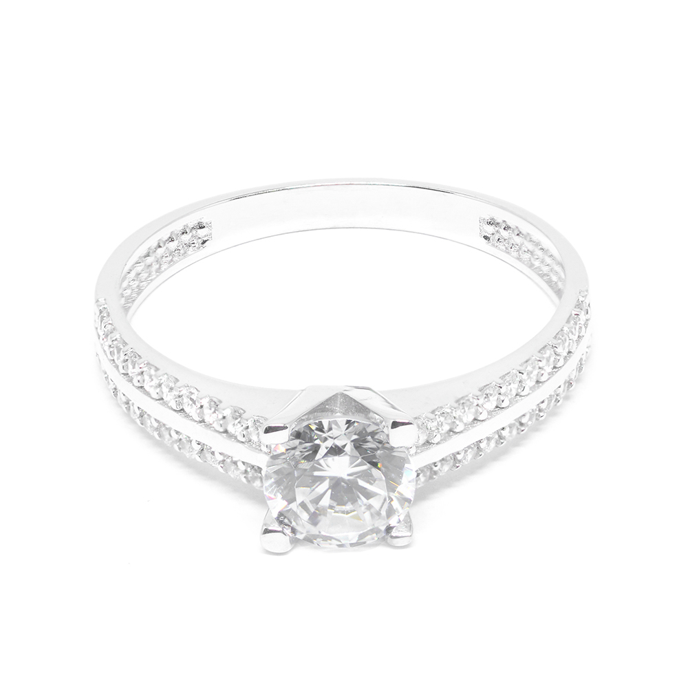 Δαχτυλίδι μονόπετρο εντυπωσιακό από λευκόχρυσο 14k