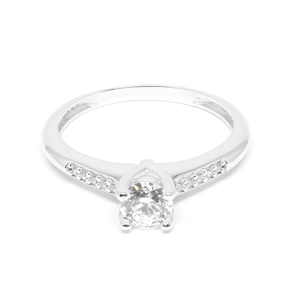 Δαχτυλίδι μονόπετρο εντυπωσιακό από λευκόχρυσο 14k