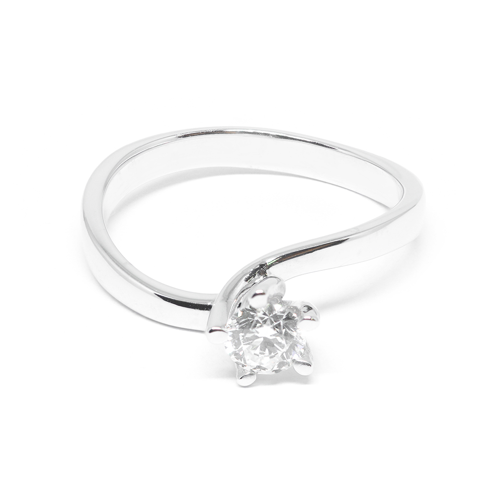Δαχτυλίδι μονόπετρο elegant με διαμάντι από λευκόχρυσο 18k