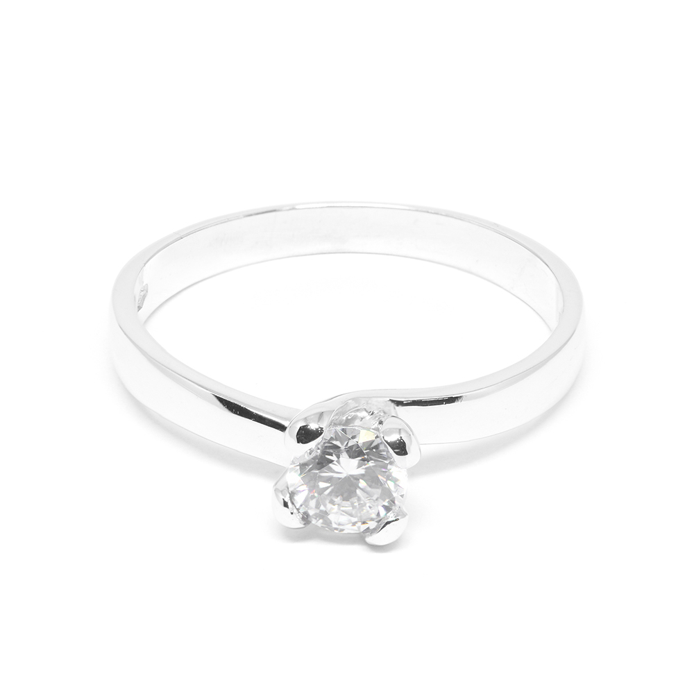 Δαχτυλίδι μονόπετρο εντυπωσιακό από λευκόχρυσο 14k