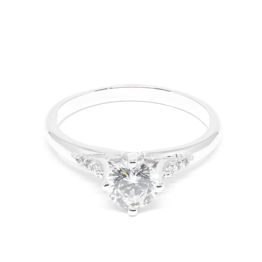 Δαχτυλίδι μονόπετρο από λευκόχρυσο 14k εντυπωσιακό