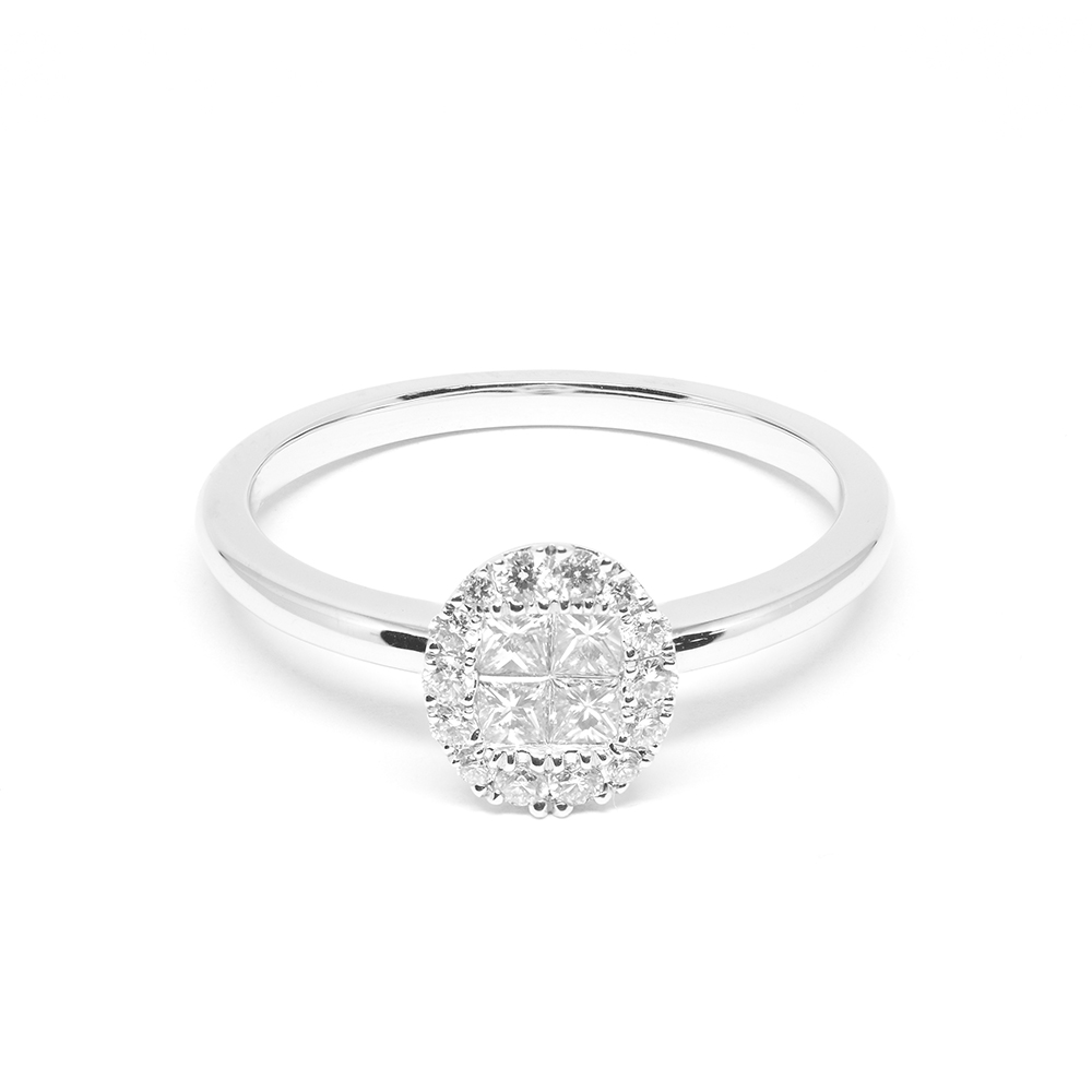 Δαχτυλίδι μονόπετρο  διαμαντένιο σε οβάλ σχήμα από λευκόχρυσο 18k