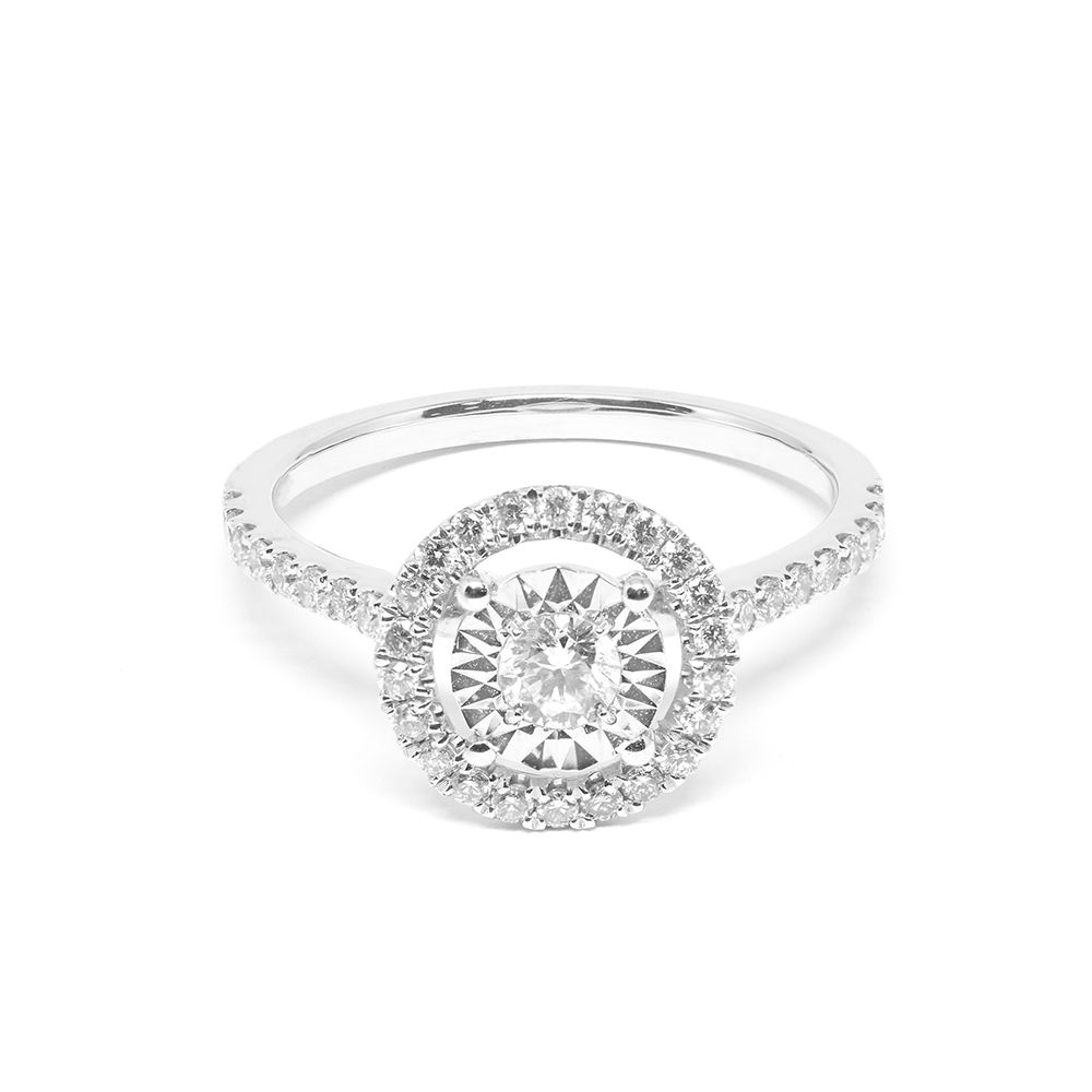 Δαχτυλίδι διαμαντένιο μονόπετρο εντυπωσιακό από λευκόχρυσο 18k με διαμάντια στα πλαινά