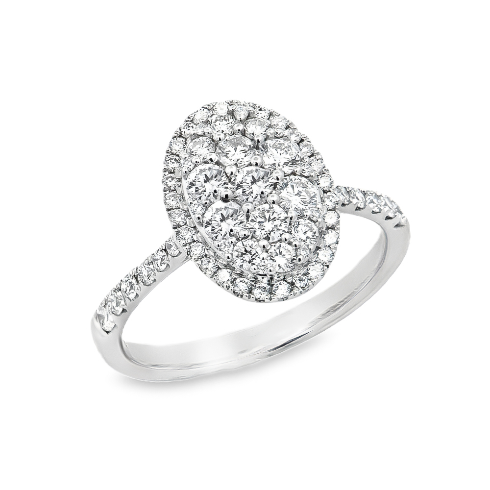 Δαχτυλίδι μονόπετρο  διαμαντένιο σε οβάλ σχήμα από λευκόχρυσο 18k