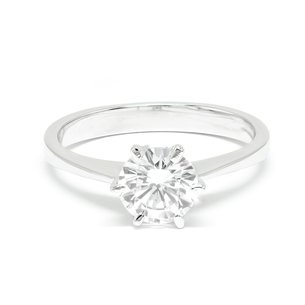 Δαχτυλίδι μονόπετρο κλασσικό από λευκόχρυσο 14k