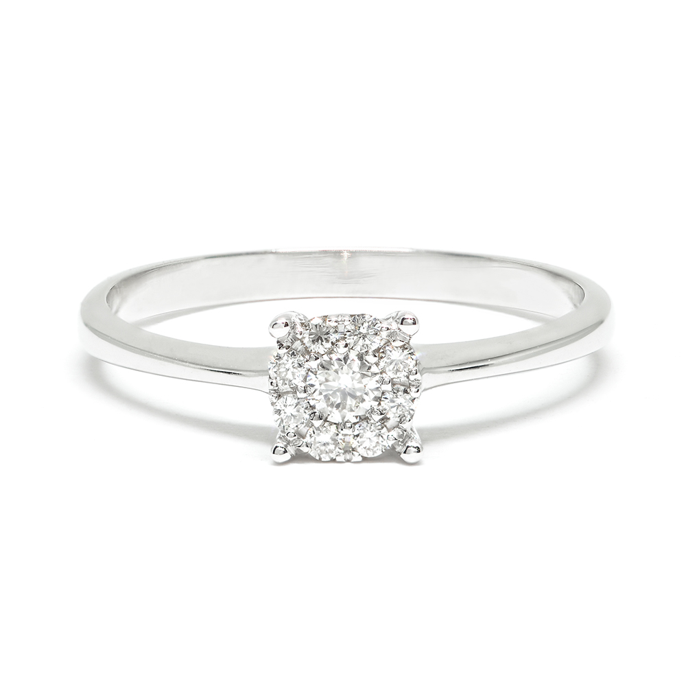 Δαχτυλίδι μονόπετρο elegant με διαμάντια από Λευκόχρυσο 18k