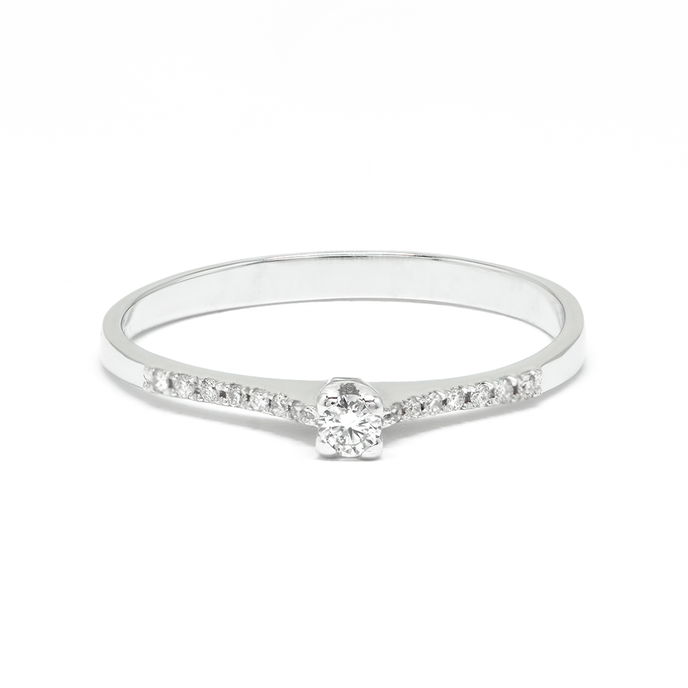 Δαχτυλίδι μονόπετρο με διαμάντι elegant  από Λευκόχρυσο 18k