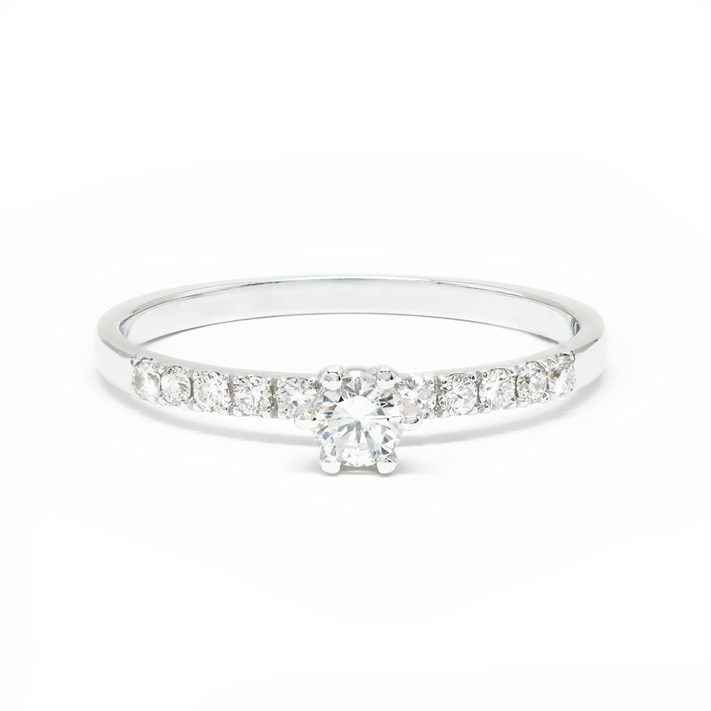 Δαχτυλίδι μονόπετρο με διαμάντι elegant  από Λευκόχρυσο 18k