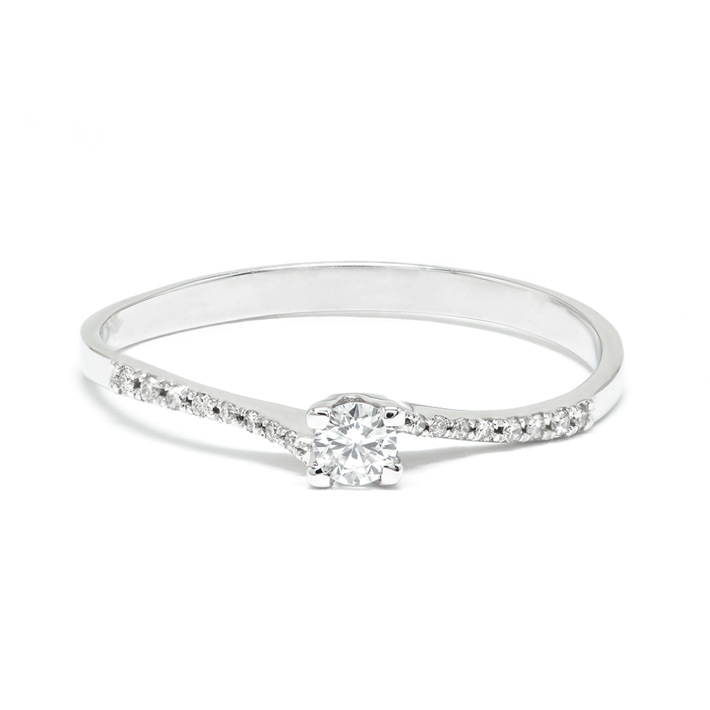 Δαχτυλίδι μονόπετρο με διαμάντι μοντέρνο  από Λευκόχρυσο 18k