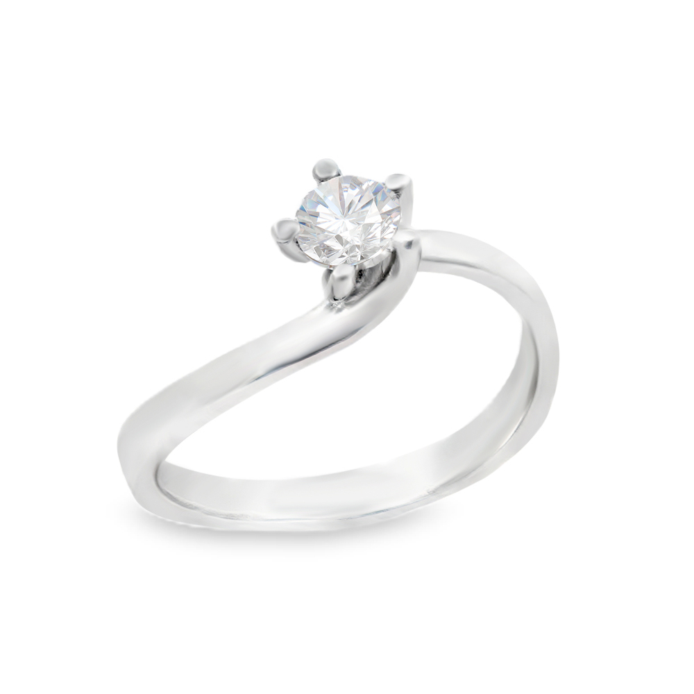 Δαχτυλίδι μονόπετρο μοντέρνο με διαμάντι από λευκόχρυσο 18k