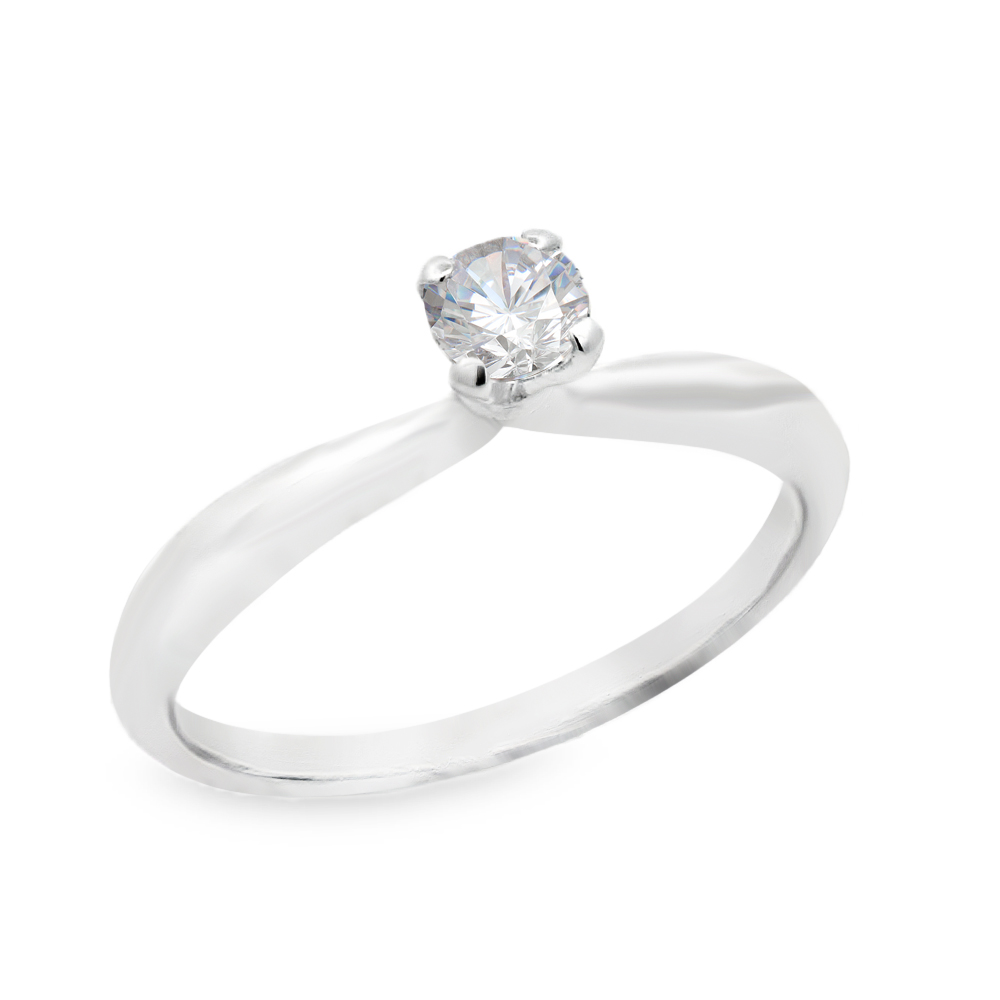 Δαχτυλίδι μονόπετρο μοντέρνο με διαμάντι από λευκόχρυσο 18k