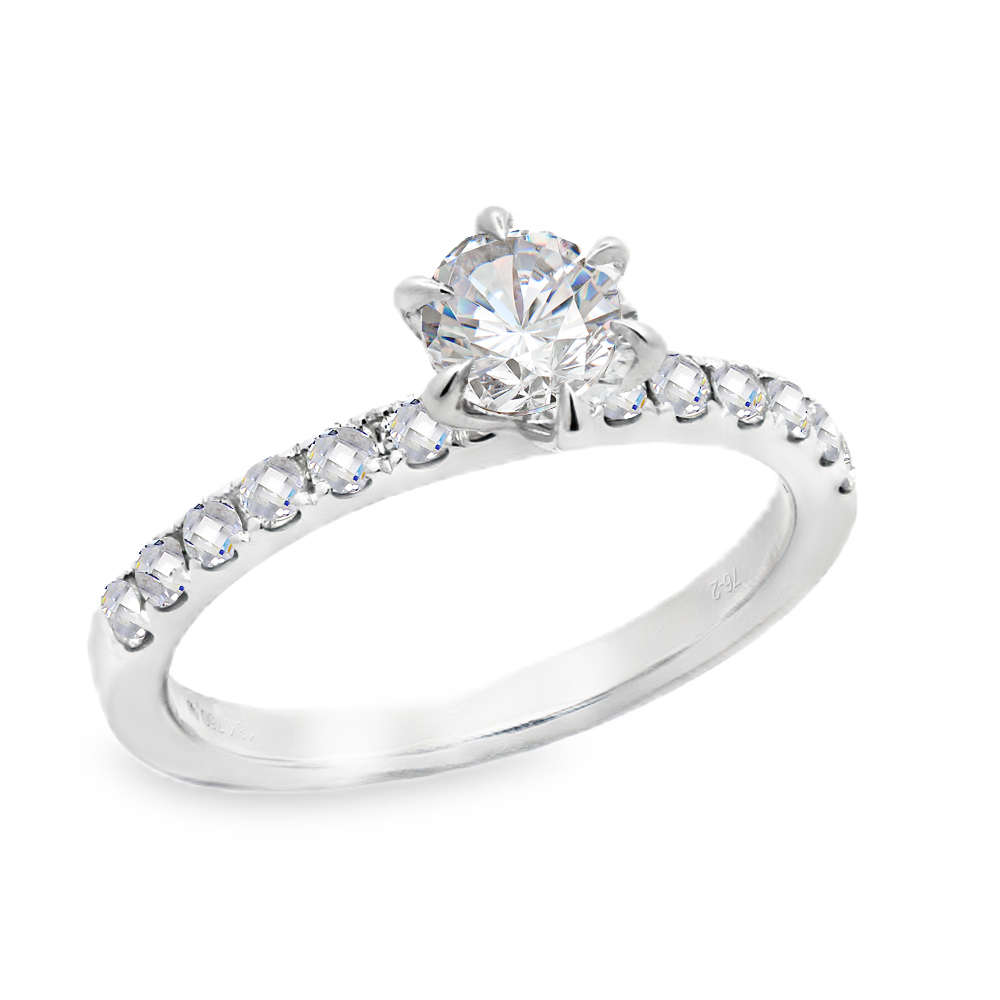 Δαχτυλίδι μονόπετρο με διαμάντι elegant  από Λευκόχρυσο 18k