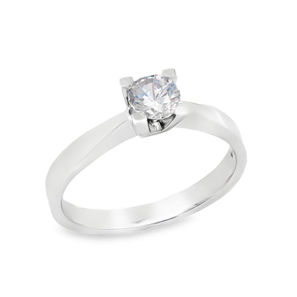 Δαχτυλίδι μονόπετρο μοντέρνο με διαμάντι από λευκόχρυσο 18k