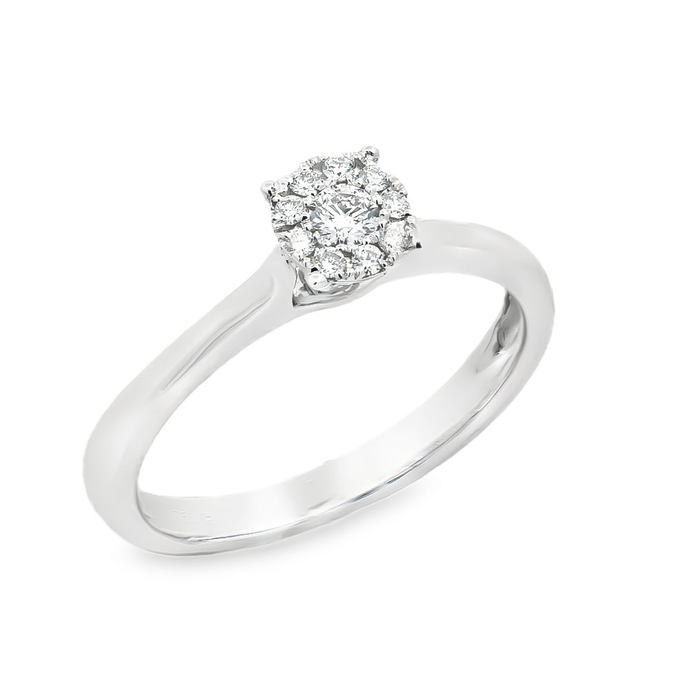 Δαχτυλίδι μονόπετρο  διαμαντένιο σε round σχήμα από λευκόχρυσο 18k