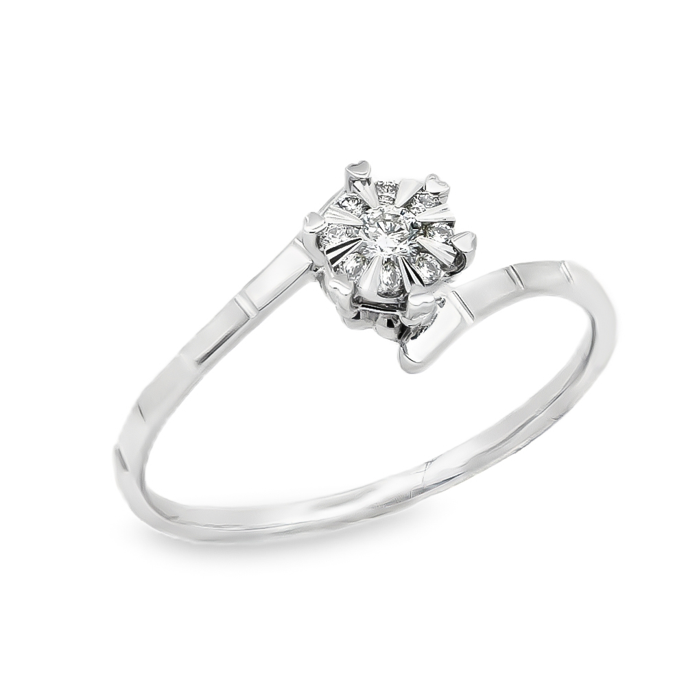 Δαχτυλίδι μονόπετρο minimal ''flamme'' με διαμάντι από λευκόχρυσο 18k