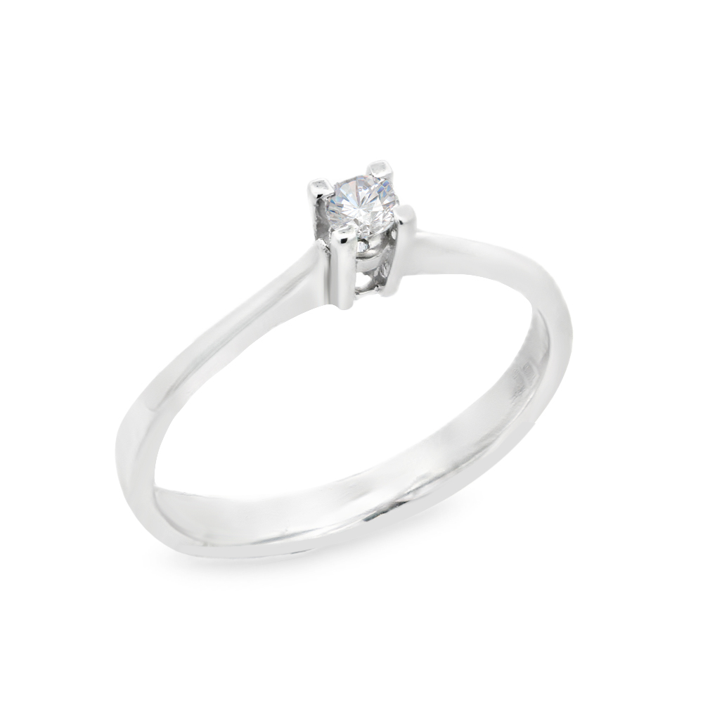 Δαχτυλίδι μονόπετρο μοντέρνο με διαμάντι από λευκόχρυσο 18k