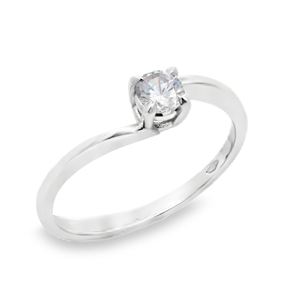 Δαχτυλίδι μονόπετρο minimal ''flamme'' με διαμάντι από λευκόχρυσο 18k