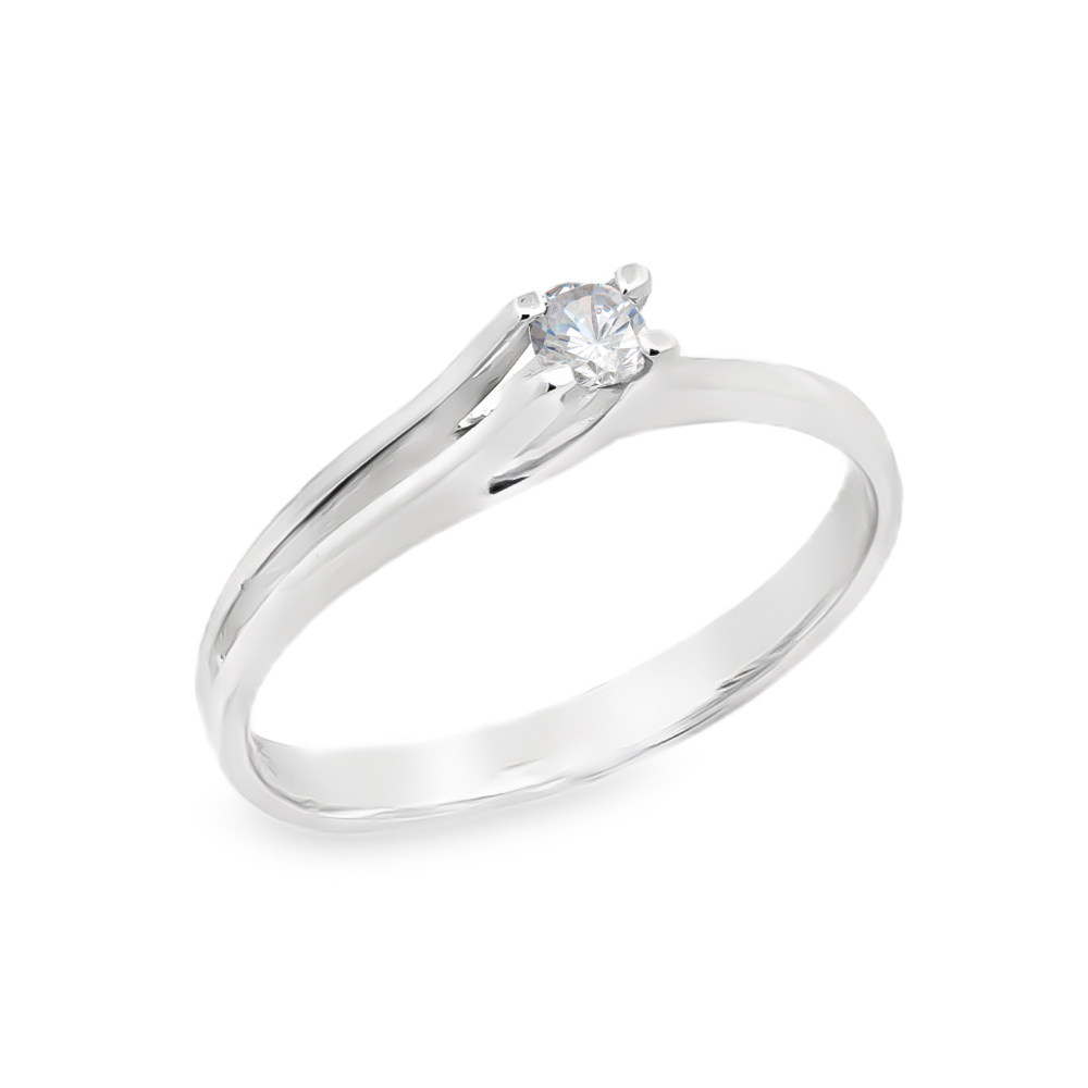 Δαχτυλίδι μονόπετρο minimal ''flamme'' με διαμάντι από λευκόχρυσο 18k