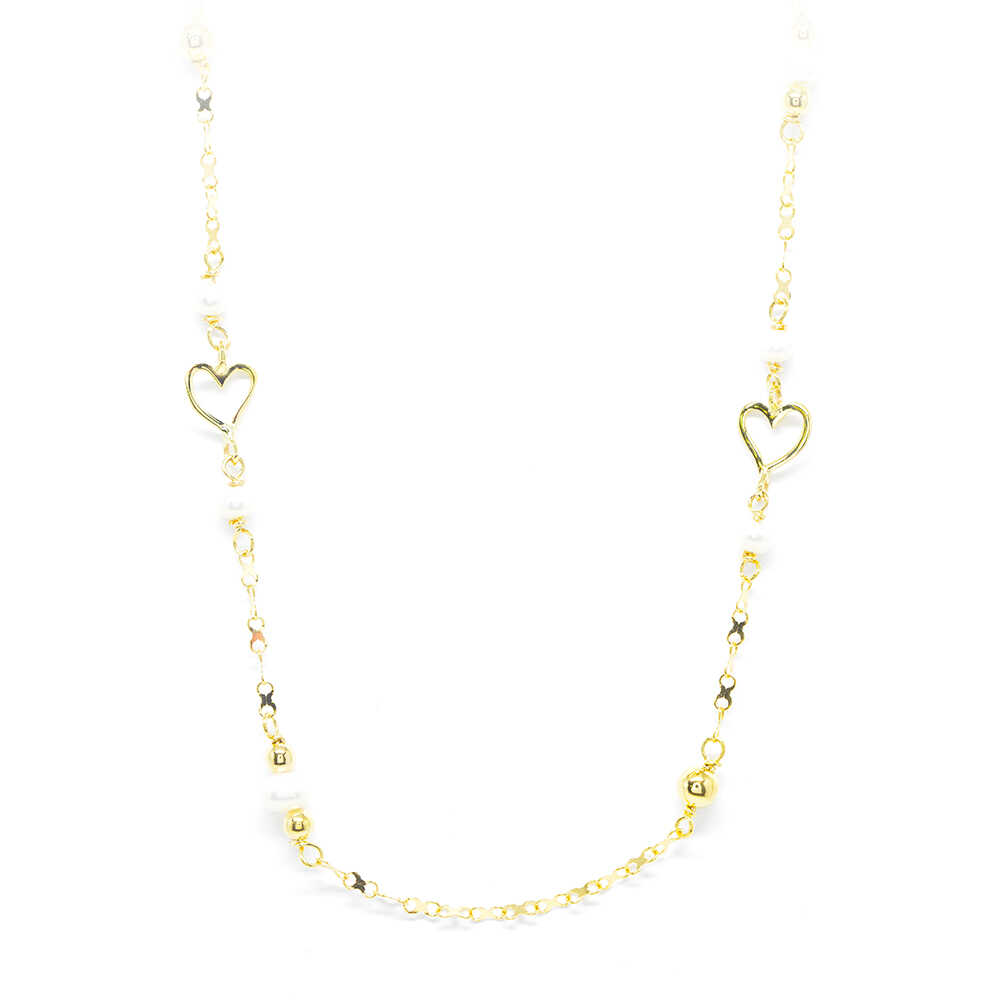 Κολλιέ μοντέρνο από κίτρινο χρυσό 14k με μαργαριτάρι