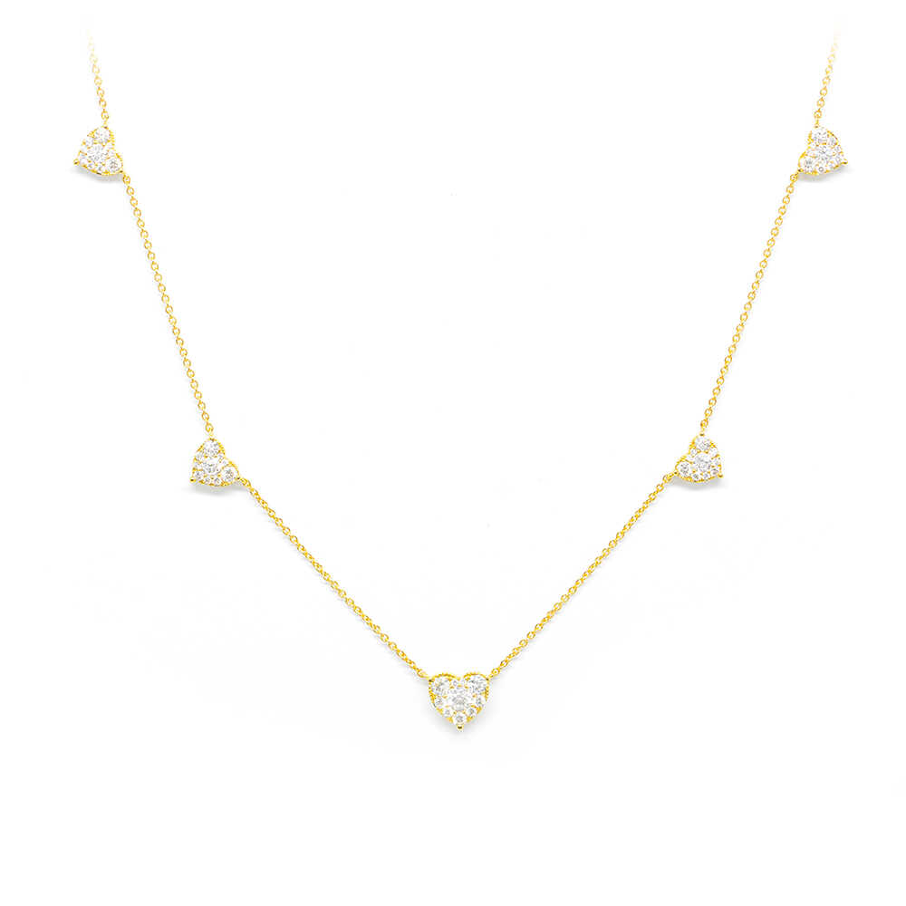 Κολλιέ με καρδιά από διαμάντια και κίτρινο χρυσό 18k