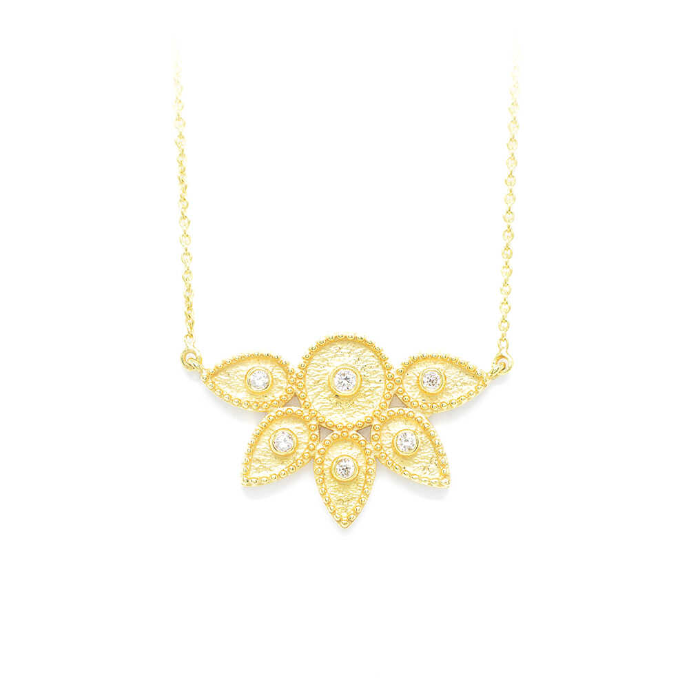 Κολλιέ από κίτρινο χρυσό 18k με διαμάντια