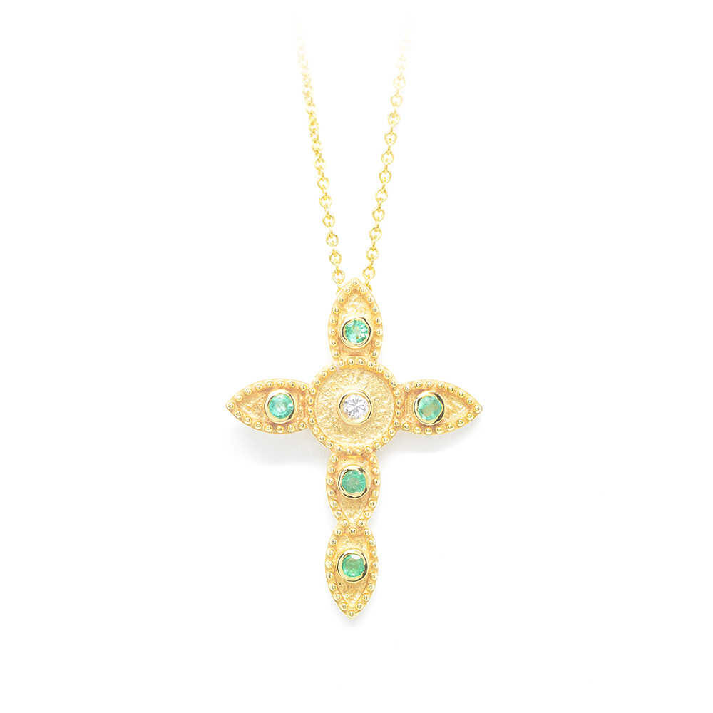 Κολλιέ από κίτρινο χρυσό 18k με διαμάντια