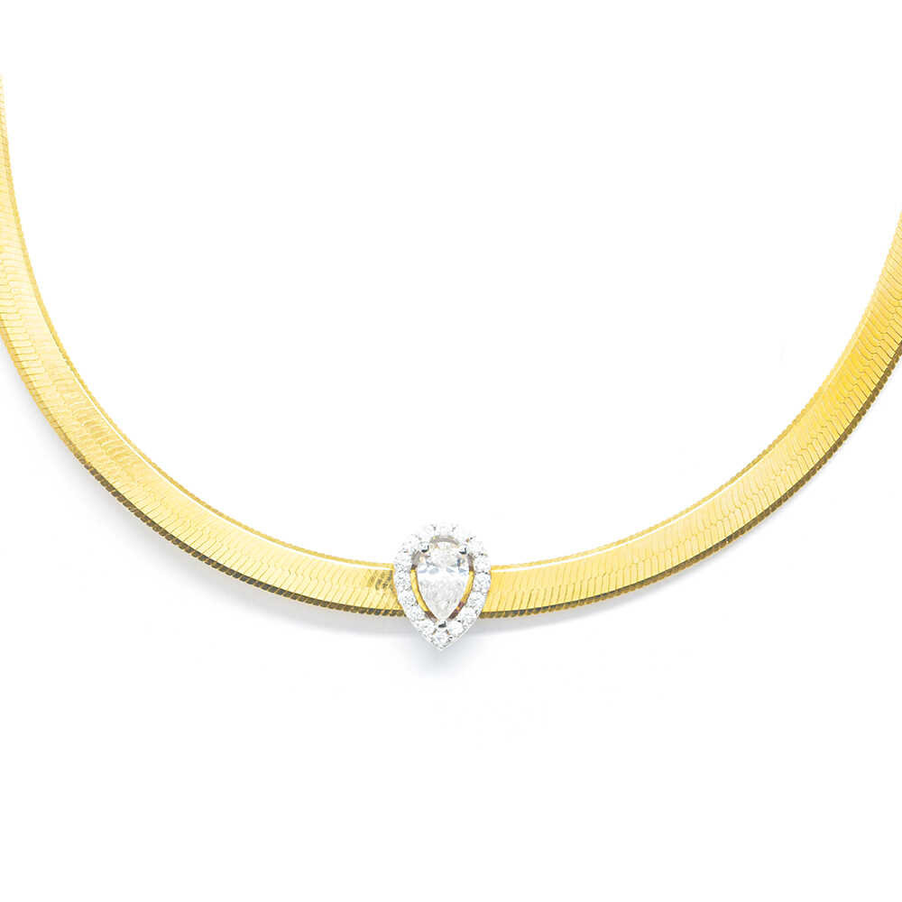 Κολλιέ elegant γυαλιστερό από κίτρινο χρυσό 18k με διαμάντια