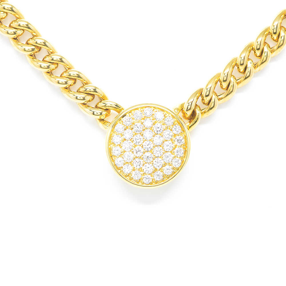 Κολλιέ - αλυσίδα μοντέρνο  από κίτρινο χρυσό 18k με διαμάντια