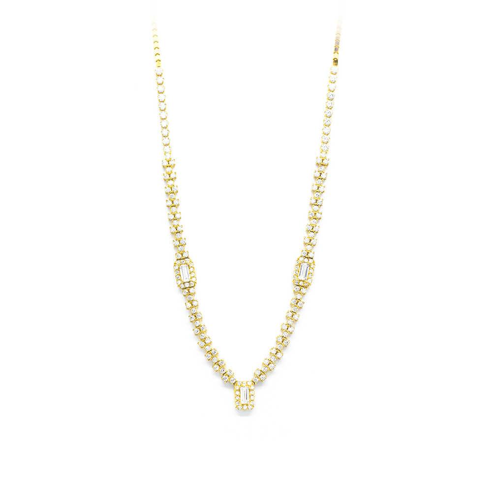 Κολλιέ διαχρονικό από κίτρινο χρυσό 14k και zirgons