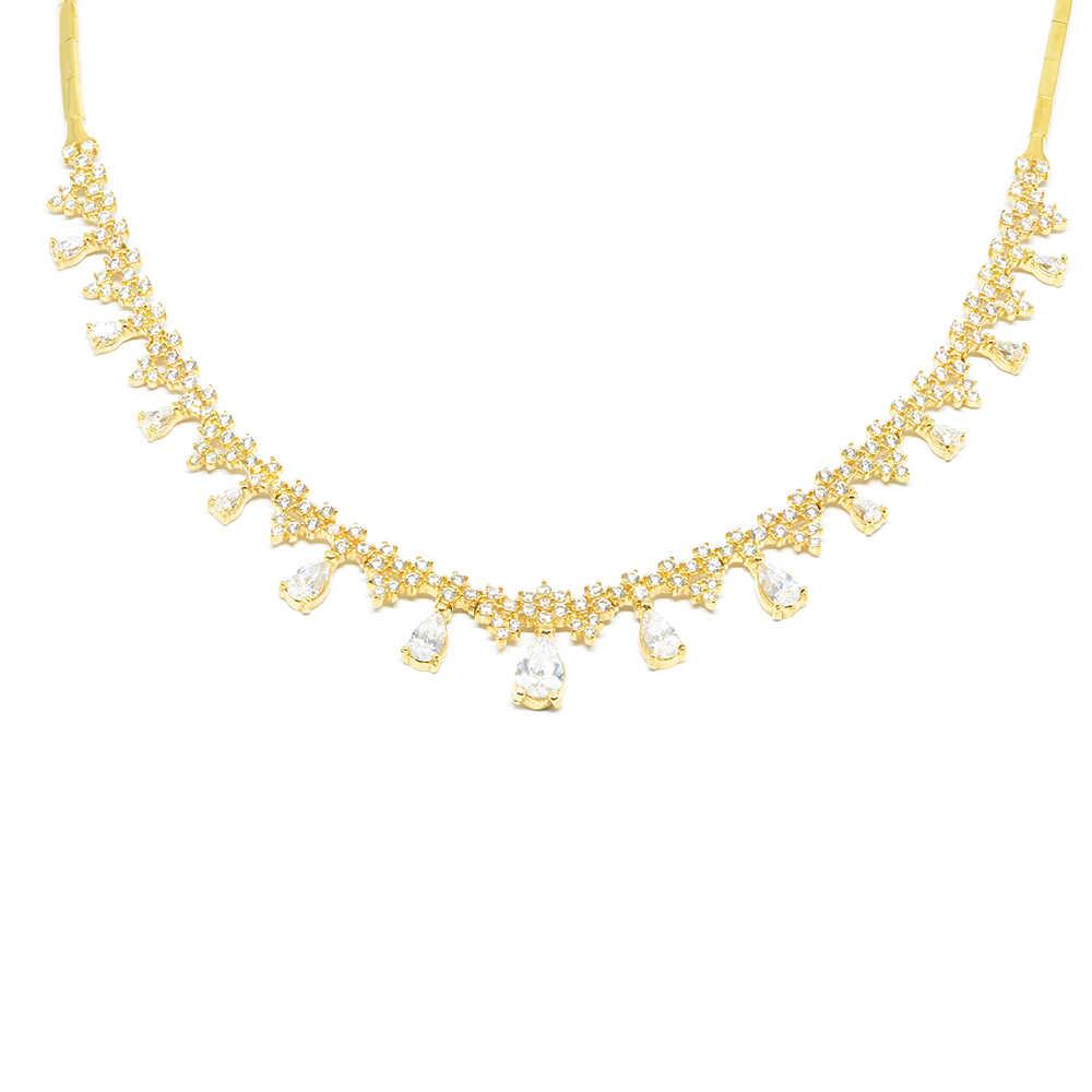 Κολλιέ διαχρονικό από κίτρινο χρυσό 14k και zirgons