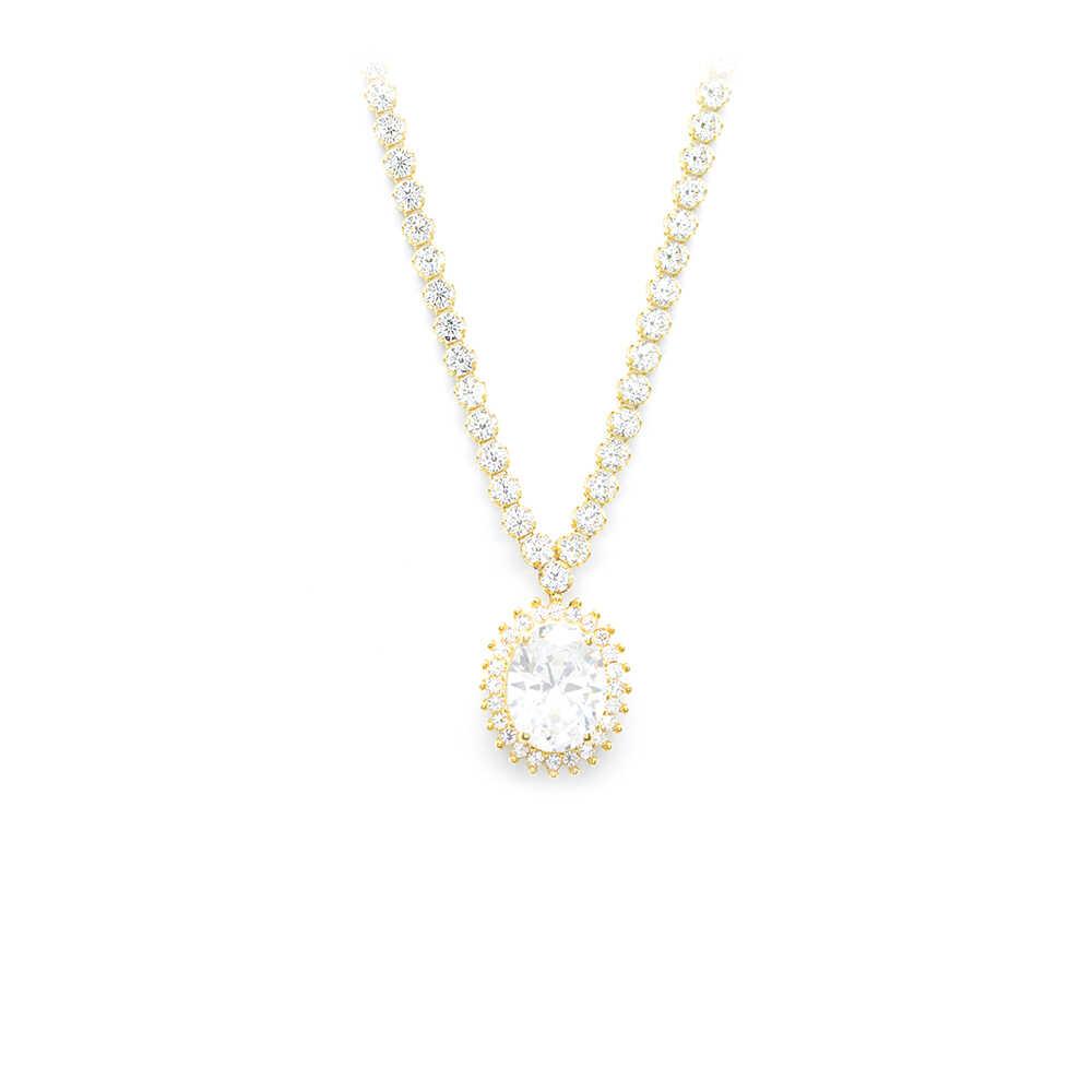 Κολλιέ elegant από κίτρινο χρυσό 14k με εντυπωσιακή ροζέτα