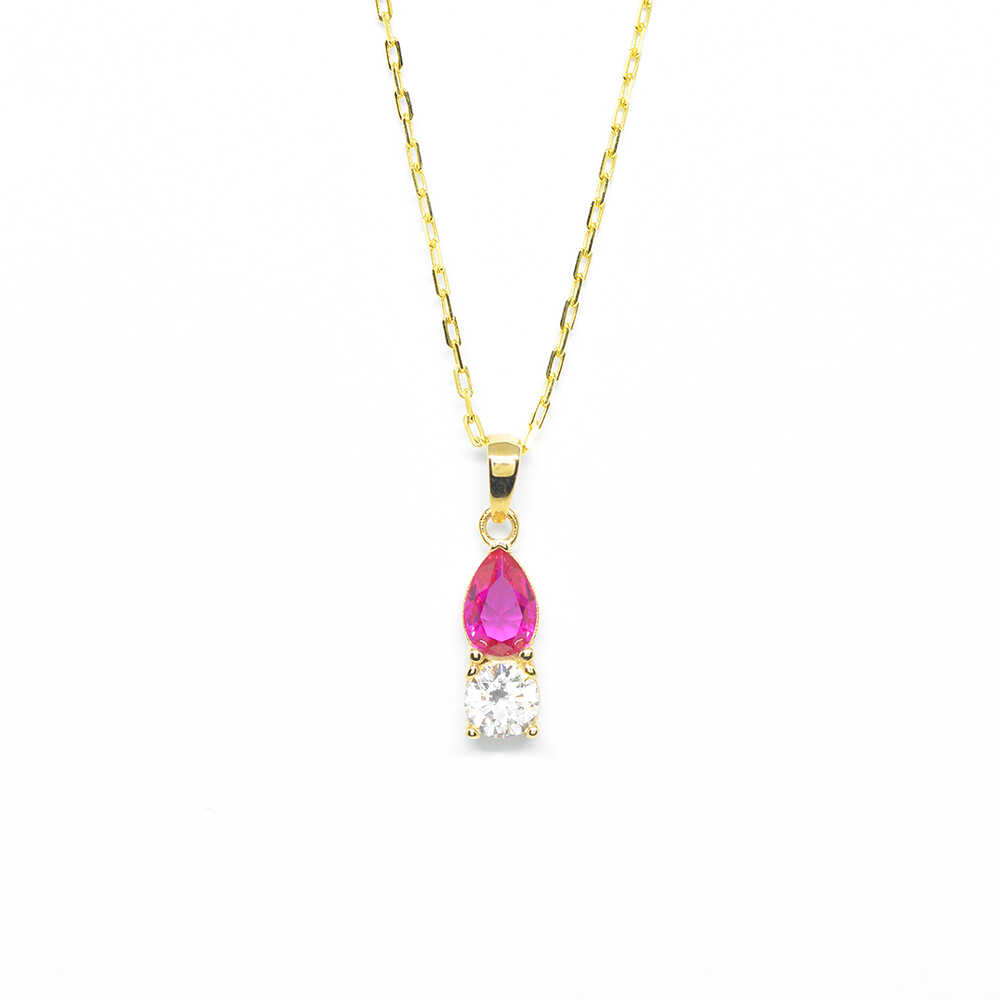 Κολλιέ από χρυσό 14k με μοναδικό παντατίφ σε κόκκινο χρώμα