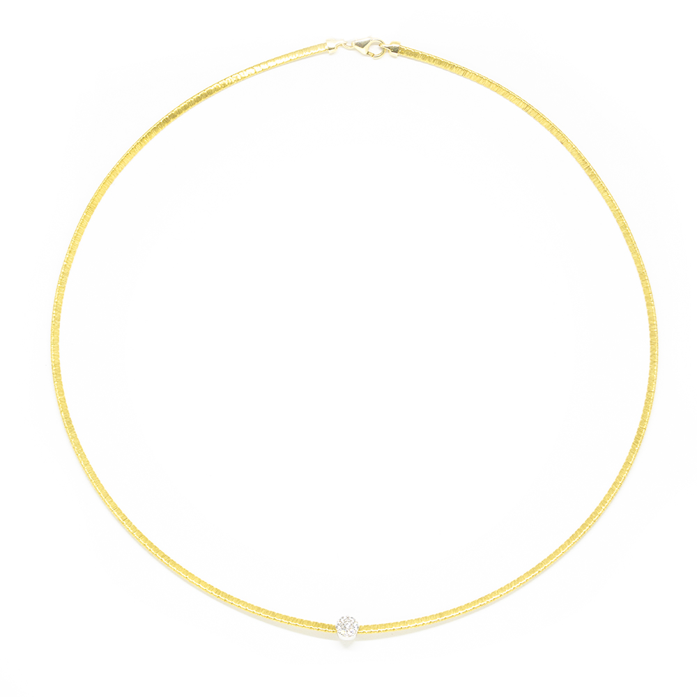 Κολλιέ περιδέραιο εντυπωσιακό από κίτρινο χρυσό 14k με λευκά zirgons